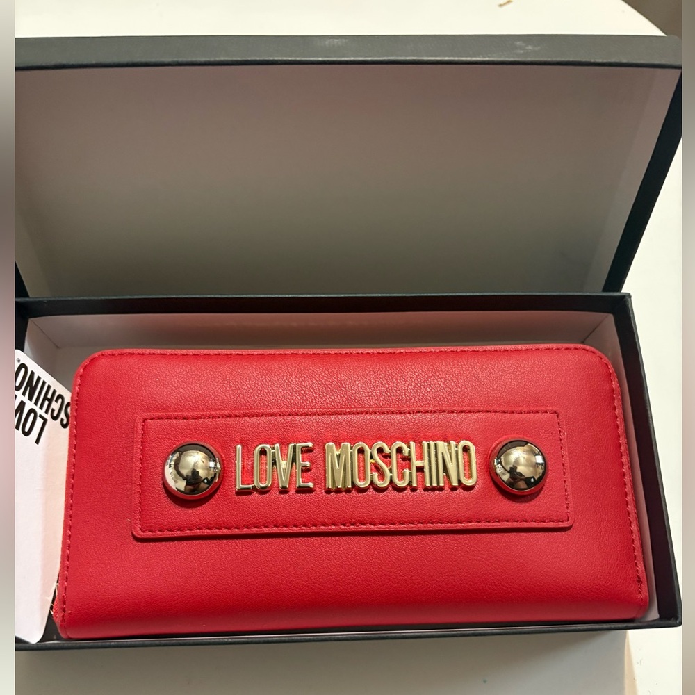 Love Moschino Red Wallet with Gold Accents